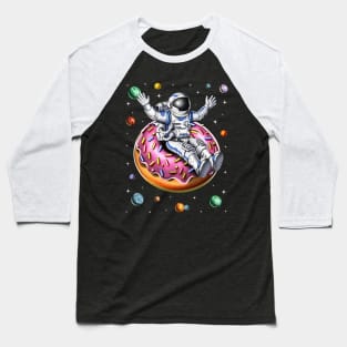 Space Astronaut Riding Donut Baseball T-Shirt